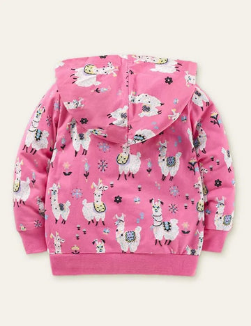 Alpaca Cartoon Printed Hoodie - Mini Taylor